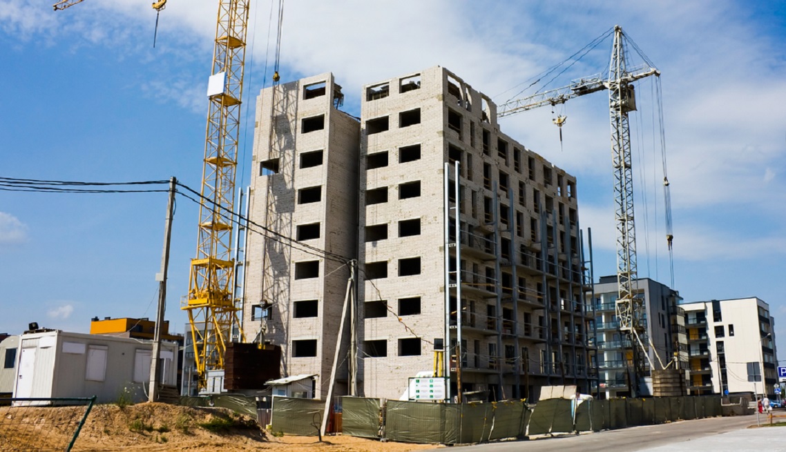construction of residential houses, crane